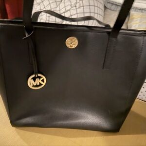 Michael Kors Black Tote with Gold Accents